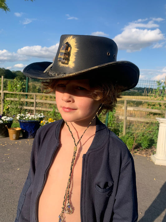 Feathers & Quartz Crystal Embellished Cowboy Hat