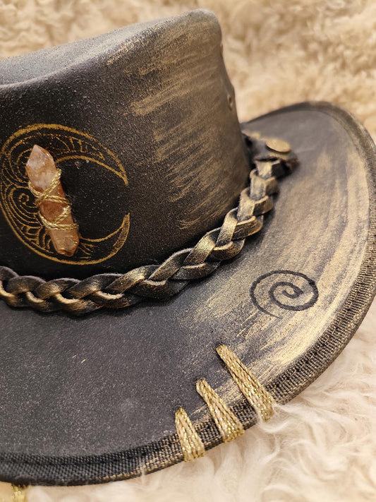 Moon & Citrine Embellished Cowboy Hat